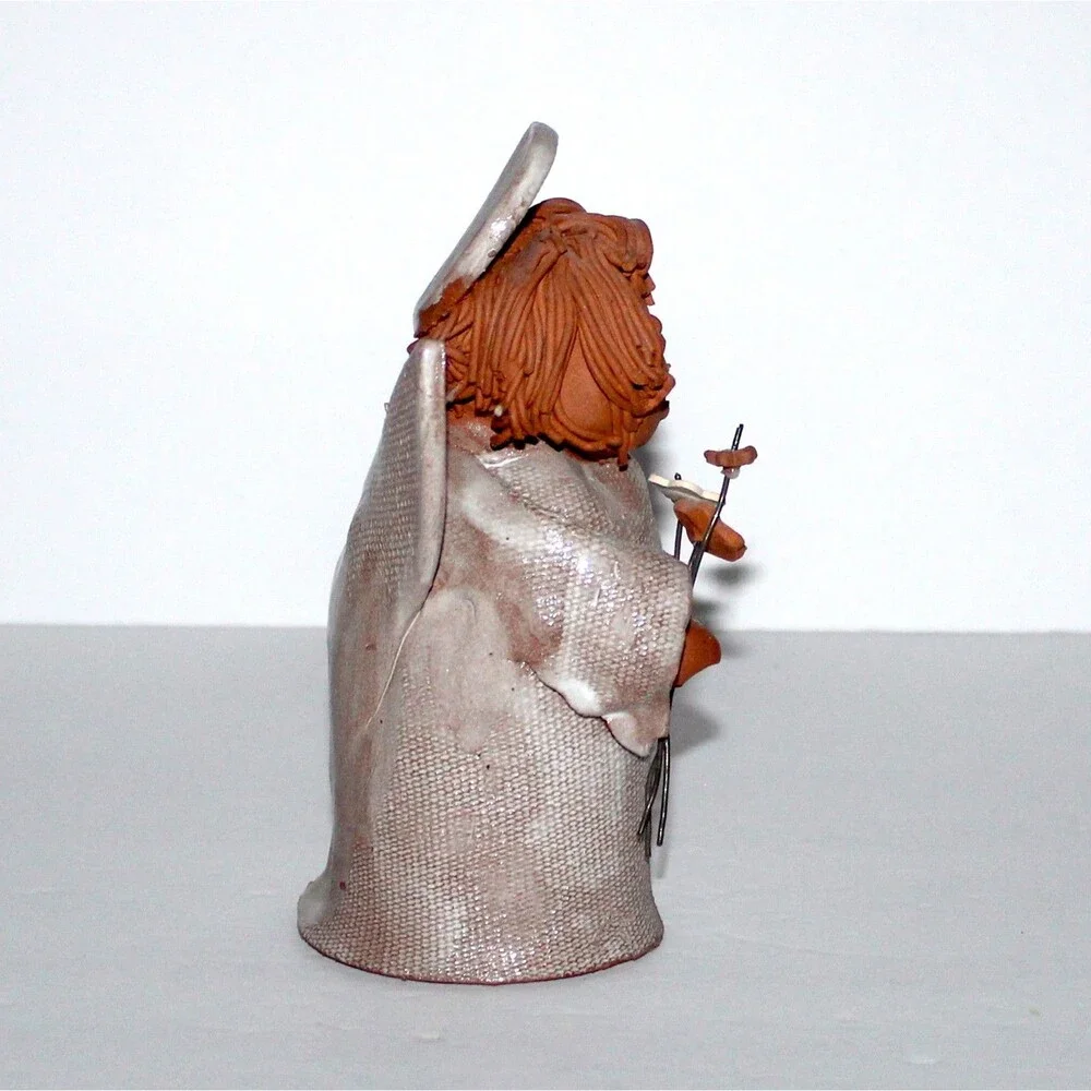 Vintage Clay Pottery Studio Figurine Angel Choir folk art sculpture terracotta
